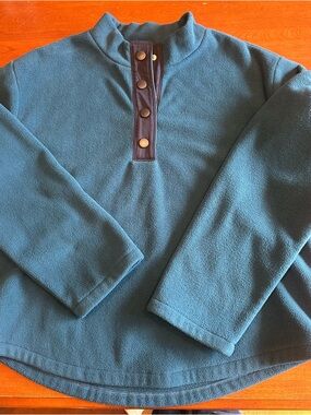 Draper James- Fleece Teal Snap-Front Fleece Pullover. Size XL